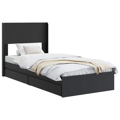 Struttura del letto con stoccaggio e testata Nero 75 x 190 cm | homemem39