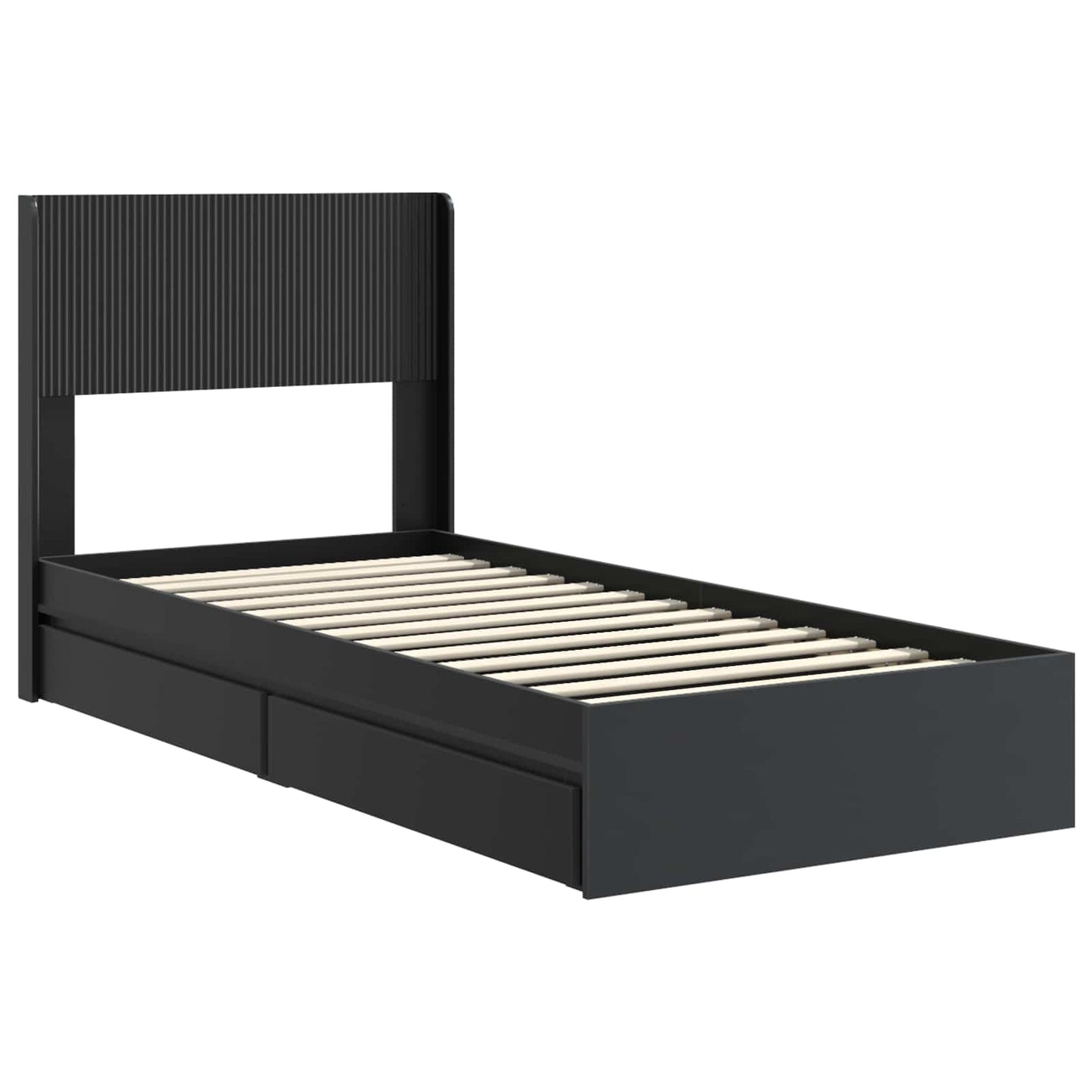 Struttura del letto con stoccaggio e testata Nero 75 x 190 cm | homemem39