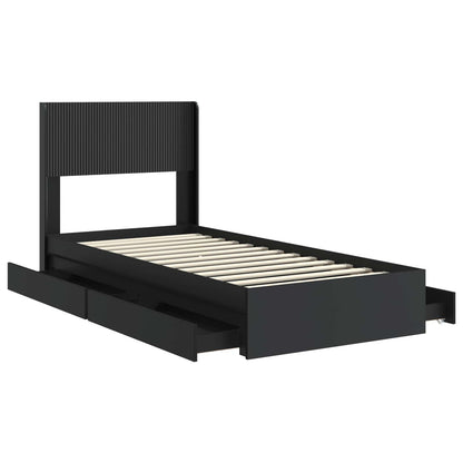 Struttura del letto con stoccaggio e testata Nero 75 x 190 cm | homemem39