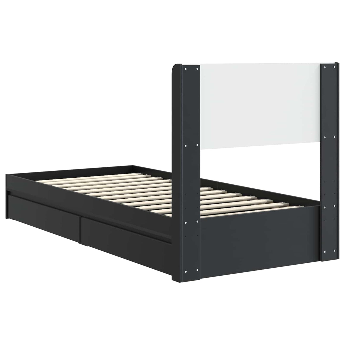 Struttura del letto con stoccaggio e testata Nero 75 x 190 cm | homemem39