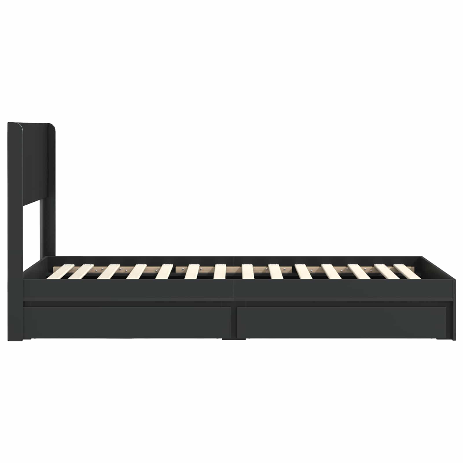Struttura del letto con stoccaggio e testata Nero 75 x 190 cm | homemem39