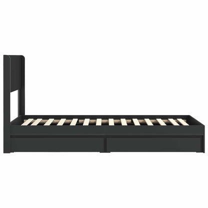 Struttura del letto con stoccaggio e testata Nero 75 x 190 cm | homemem39