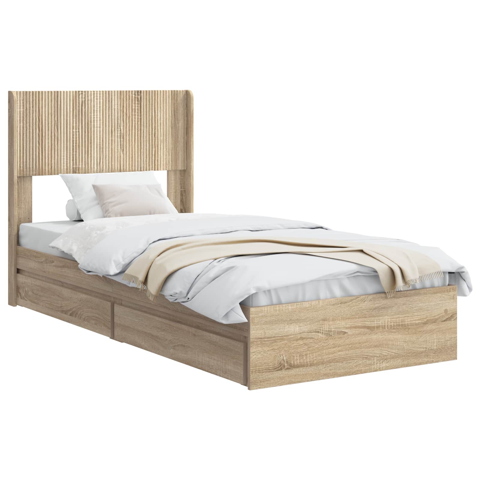 Struttura del letto con stoccaggio e testata Rovere Sonoma | homemem39