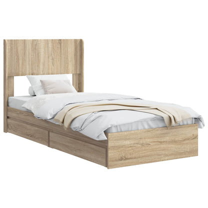 Struttura del letto con stoccaggio e testata Rovere Sonoma | homemem39