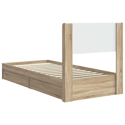 Struttura del letto con stoccaggio e testata Rovere Sonoma | homemem39