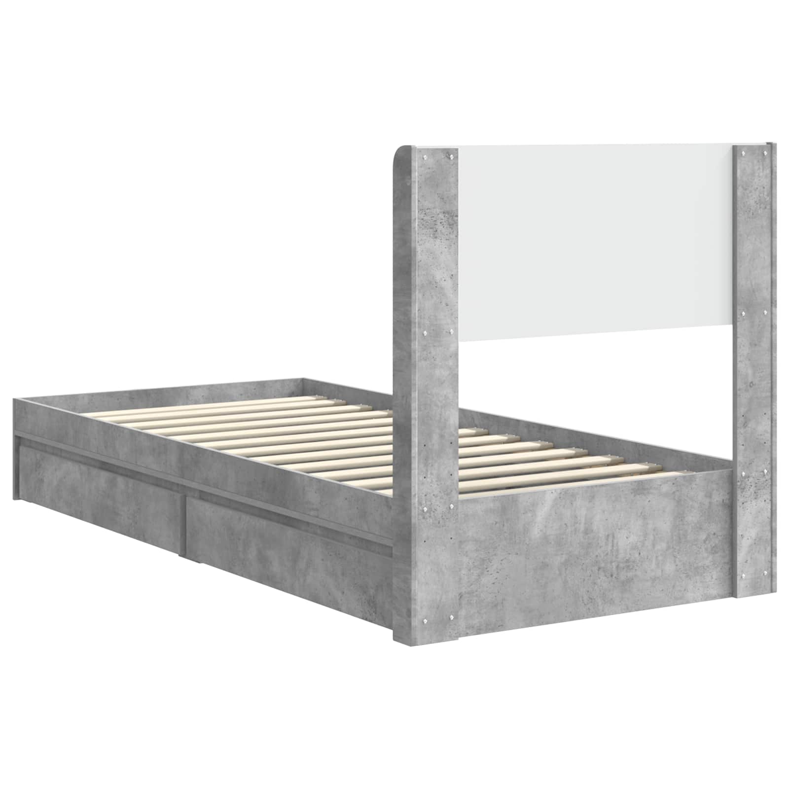 Struttura del letto con stoccaggio e testata Grigio Cemento | homemem39