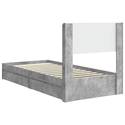 Struttura del letto con stoccaggio e testata Grigio Cemento | homemem39