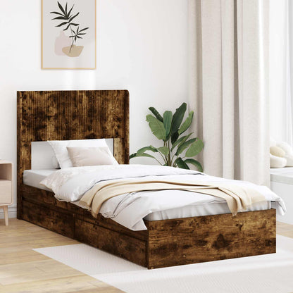 Struttura del letto con stoccaggio e testata Rovere Fumo | homemem39