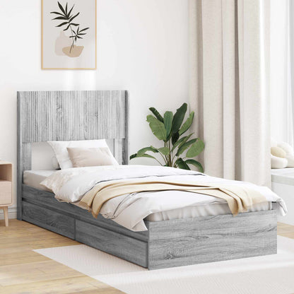 Struttura del letto con stoccaggio e testata Sonoma grigio | homemem39