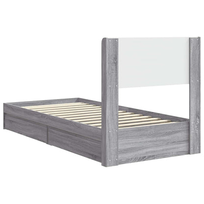 Struttura del letto con stoccaggio e testata Sonoma grigio | homemem39