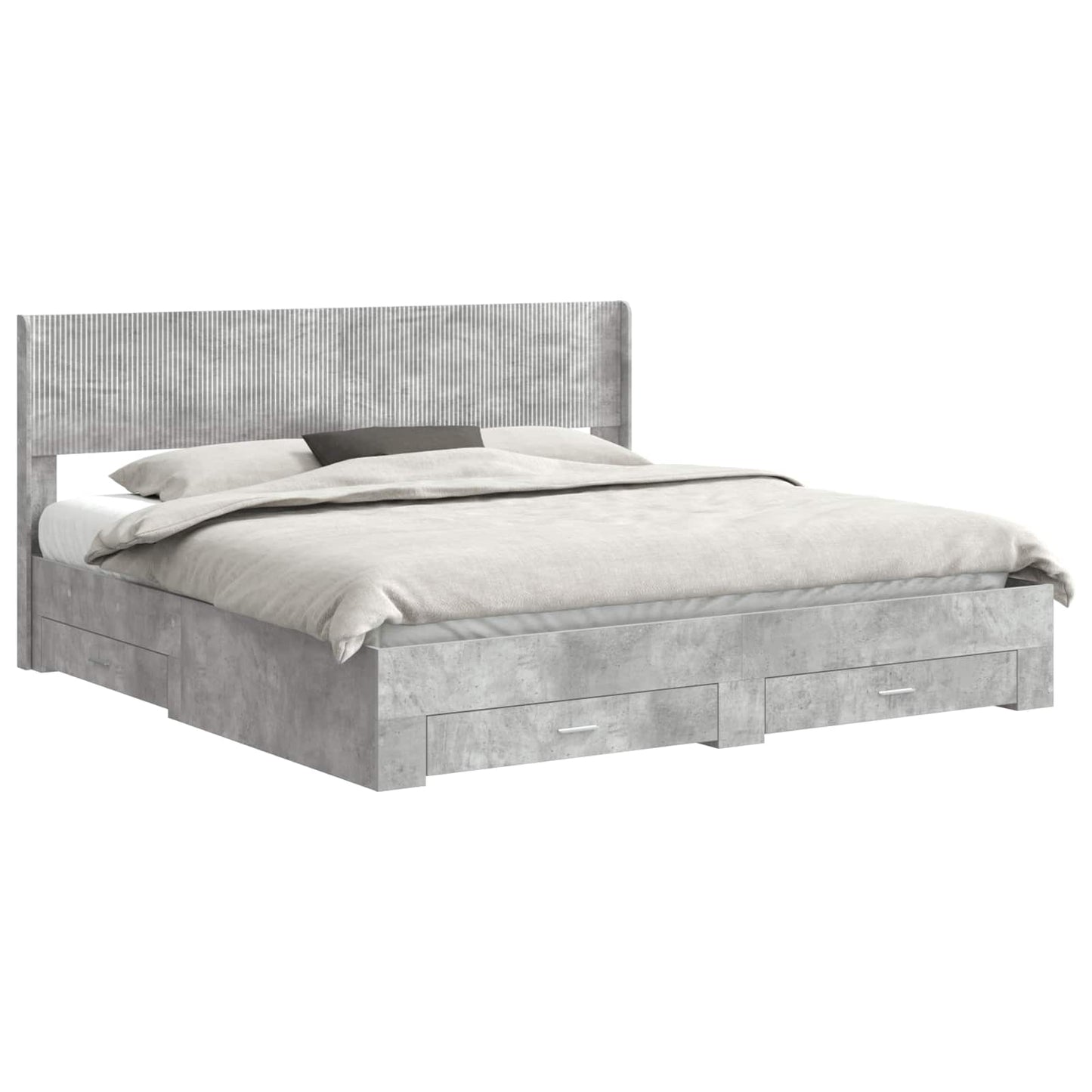 Struttura del letto con stoccaggio e testata Grigio Cemento | homemem39