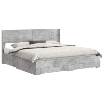 Struttura del letto con stoccaggio e testata Grigio Cemento | homemem39