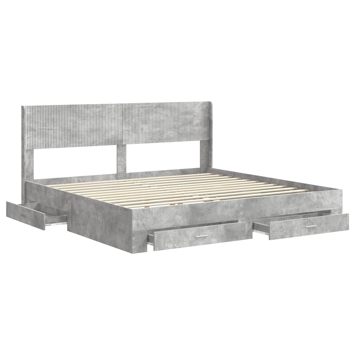 Struttura del letto con stoccaggio e testata Grigio Cemento | homemem39