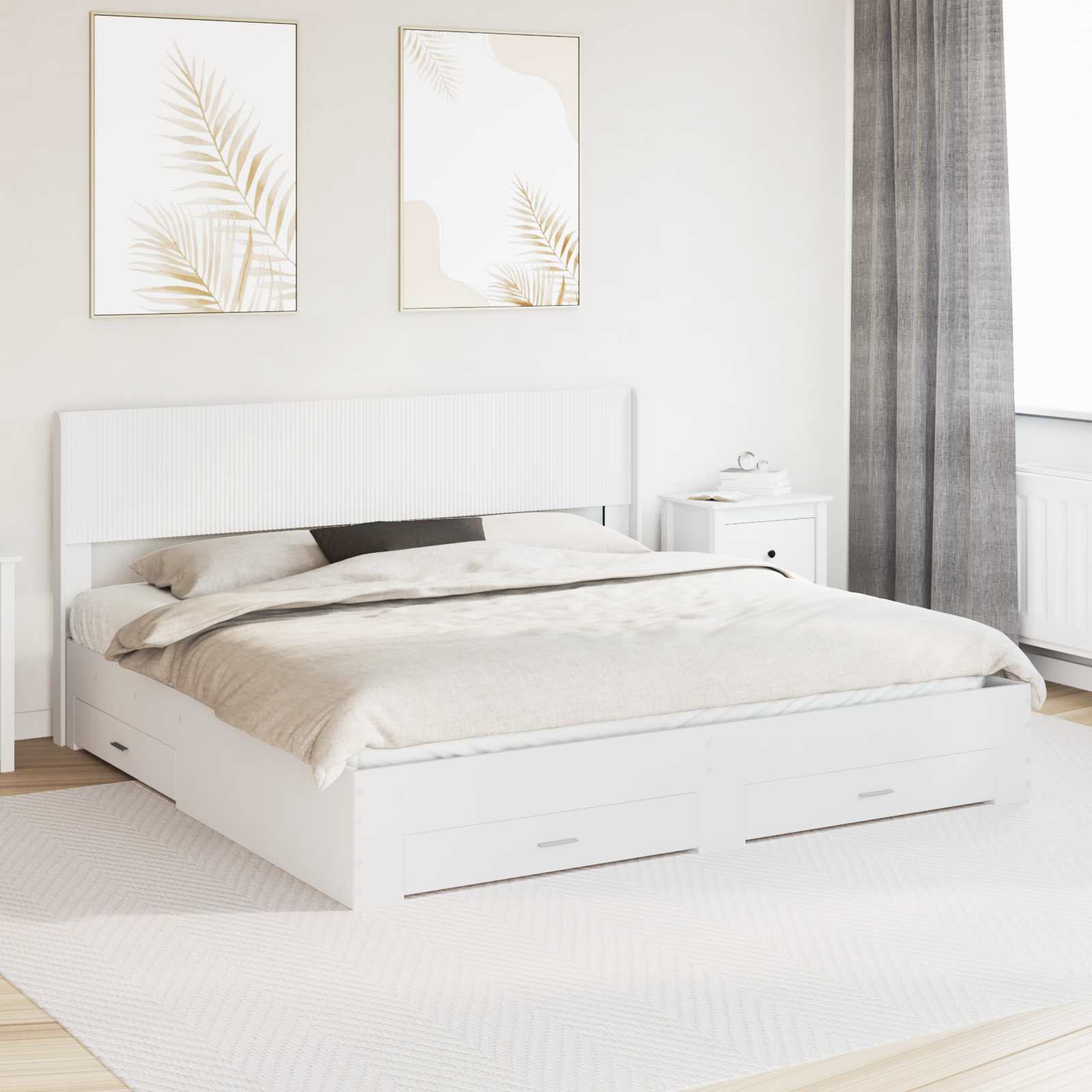 Struttura del letto con stoccaggio e testata Bianco | homemem39