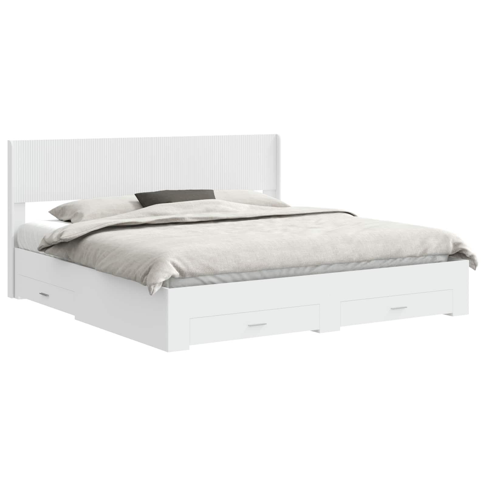 Struttura del letto con stoccaggio e testata Bianco | homemem39
