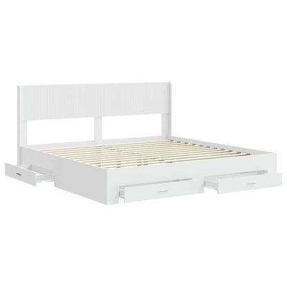 Struttura del letto con stoccaggio e testata Bianco | homemem39