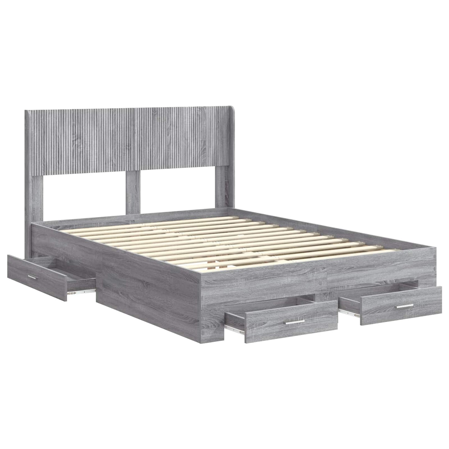 Struttura del letto con stoccaggio e testata Sonoma grigio | homemem39