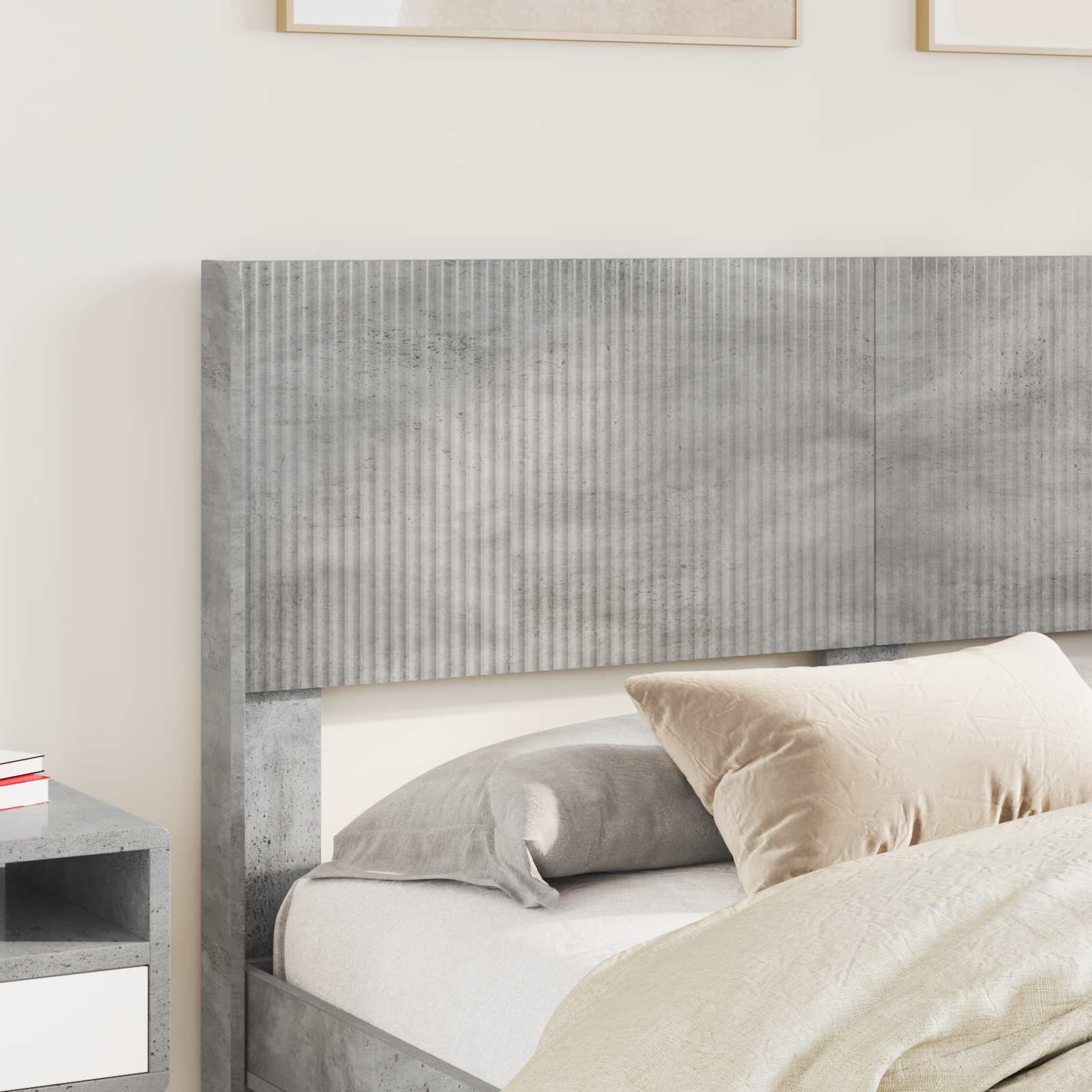 Struttura del letto con stoccaggio e testata Grigio Cemento | homemem39