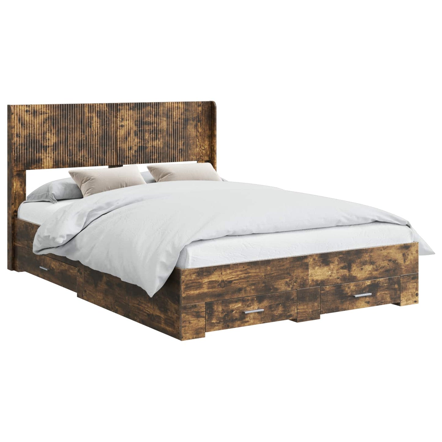 Struttura del letto con stoccaggio e testata Rovere Fumo | homemem39