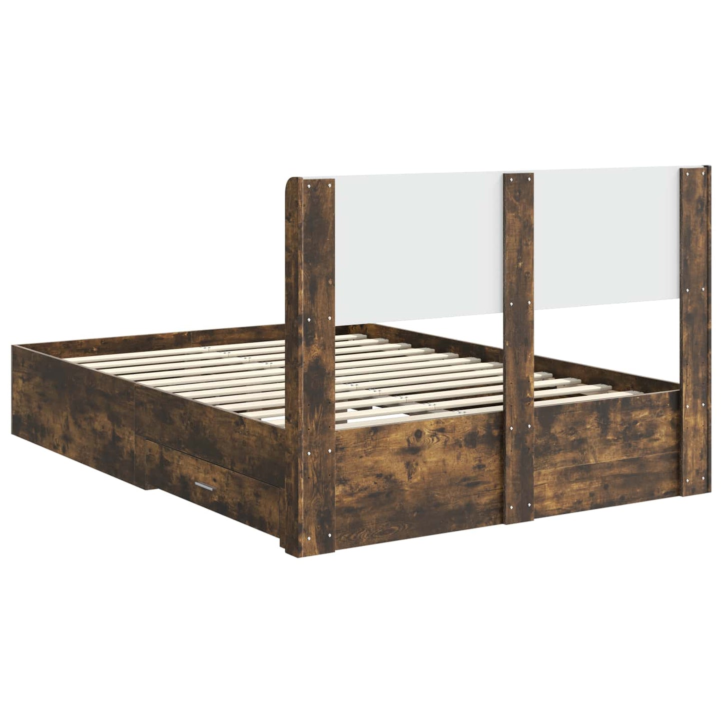Struttura del letto con stoccaggio e testata Rovere Fumo | homemem39