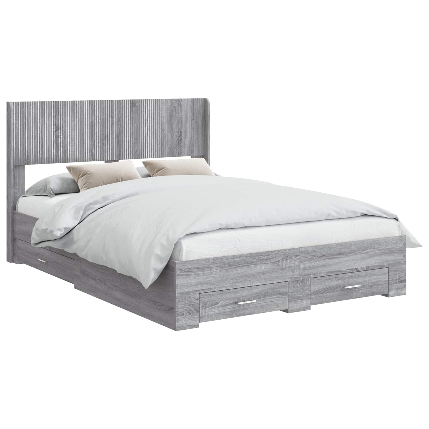 Struttura del letto con stoccaggio e testata Sonoma grigio | homemem39