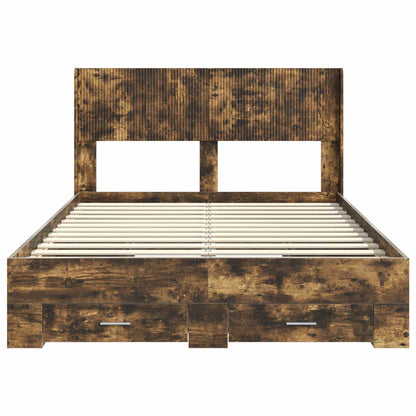 Struttura del letto con stoccaggio e testata Rovere Fumo | homemem39
