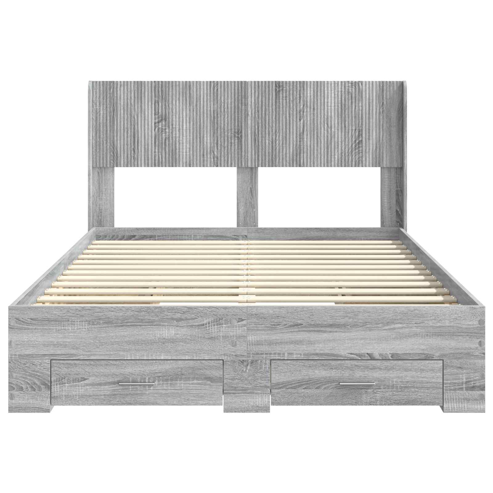 Struttura del letto con stoccaggio e testata Sonoma grigio | homemem39