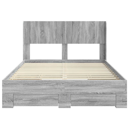 Struttura del letto con stoccaggio e testata Sonoma grigio | homemem39