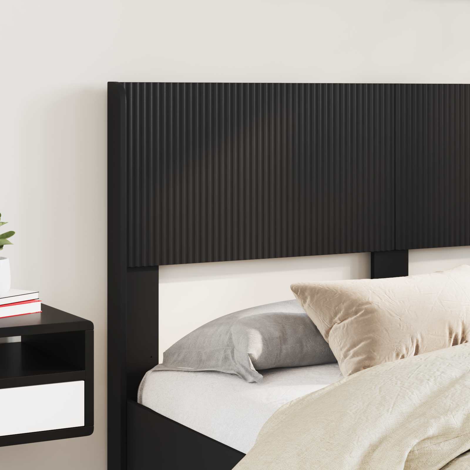 Struttura del letto con stoccaggio e testata Nero 135 x 190 cm | homemem39