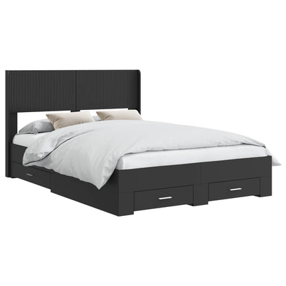 Struttura del letto con stoccaggio e testata Nero 135 x 190 cm | homemem39
