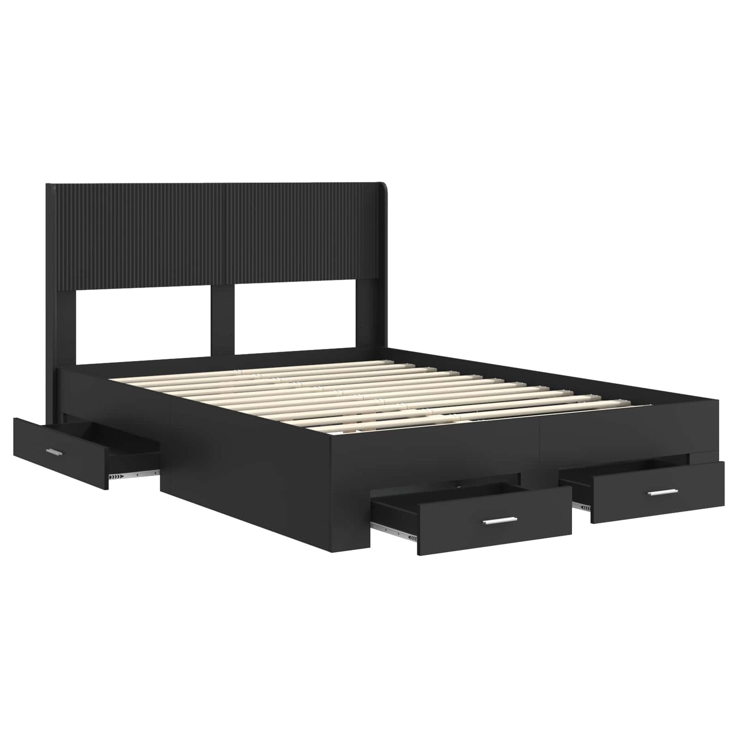 Struttura del letto con stoccaggio e testata Nero 135 x 190 cm | homemem39