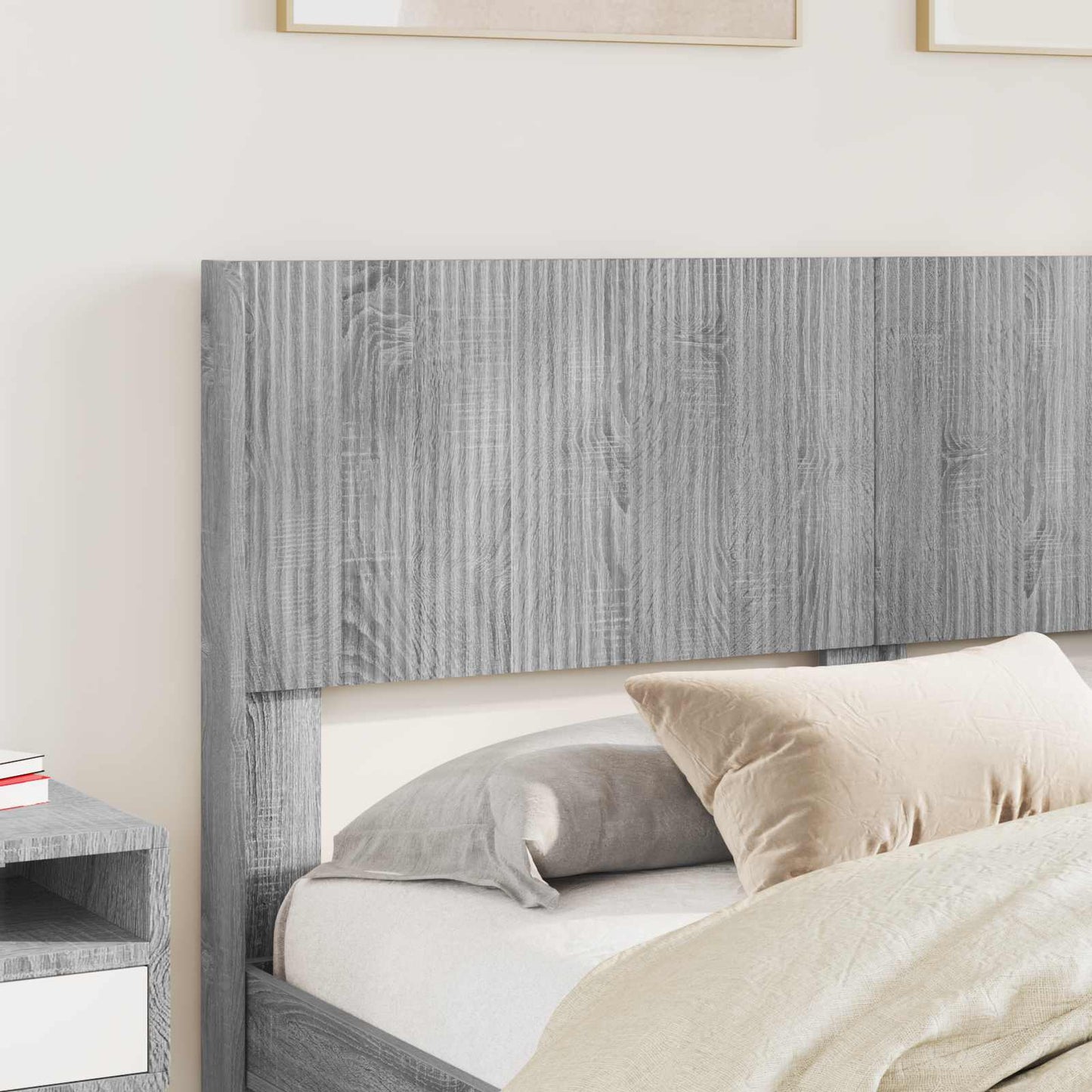 Struttura del letto con stoccaggio e testata Sonoma grigio | homemem39