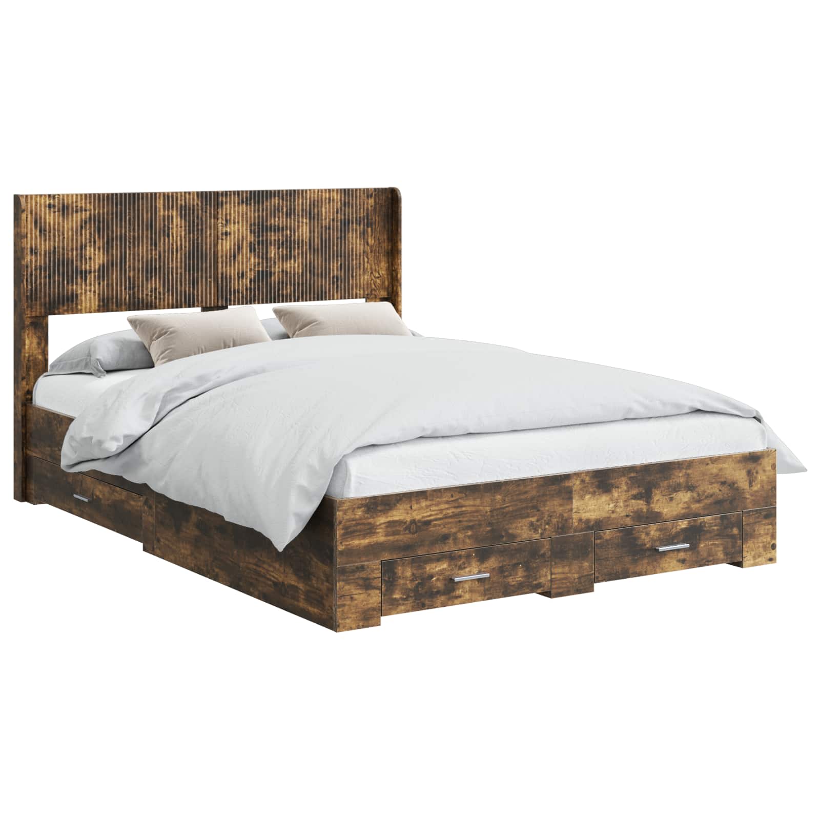 Struttura del letto con stoccaggio e testata Rovere Fumo | homemem39