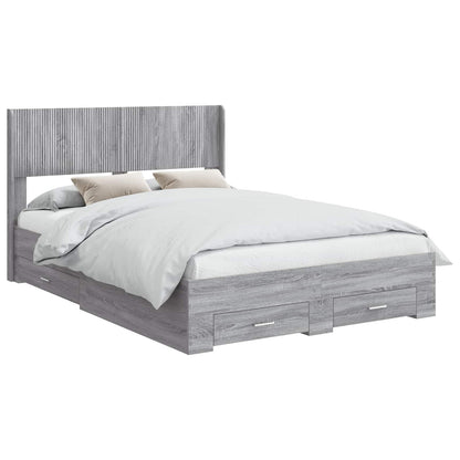 Struttura del letto con stoccaggio e testata Sonoma grigio | homemem39