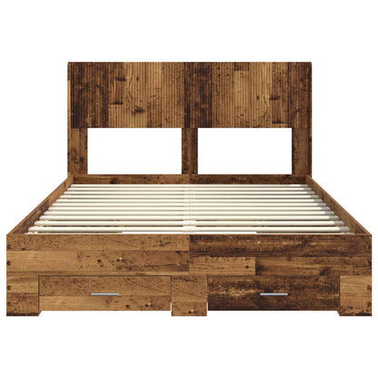 Struttura del letto con stoccaggio e testata Legno antico | homemem39