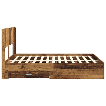Struttura del letto con stoccaggio e testata Legno antico | homemem39