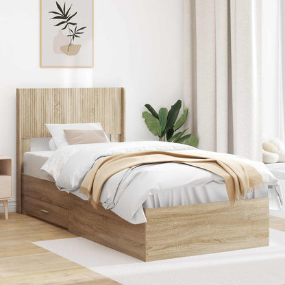 Struttura del letto con stoccaggio e testata Rovere Sonoma | homemem39