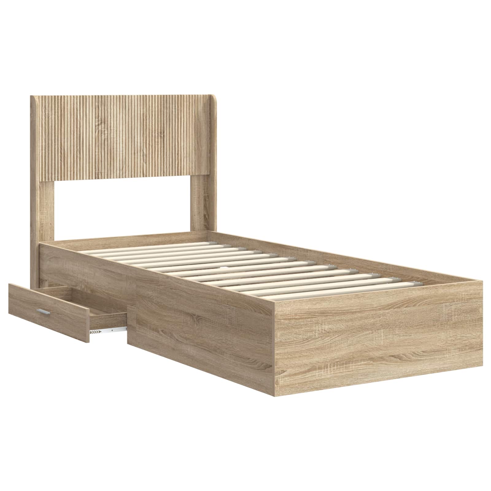 Struttura del letto con stoccaggio e testata Rovere Sonoma | homemem39