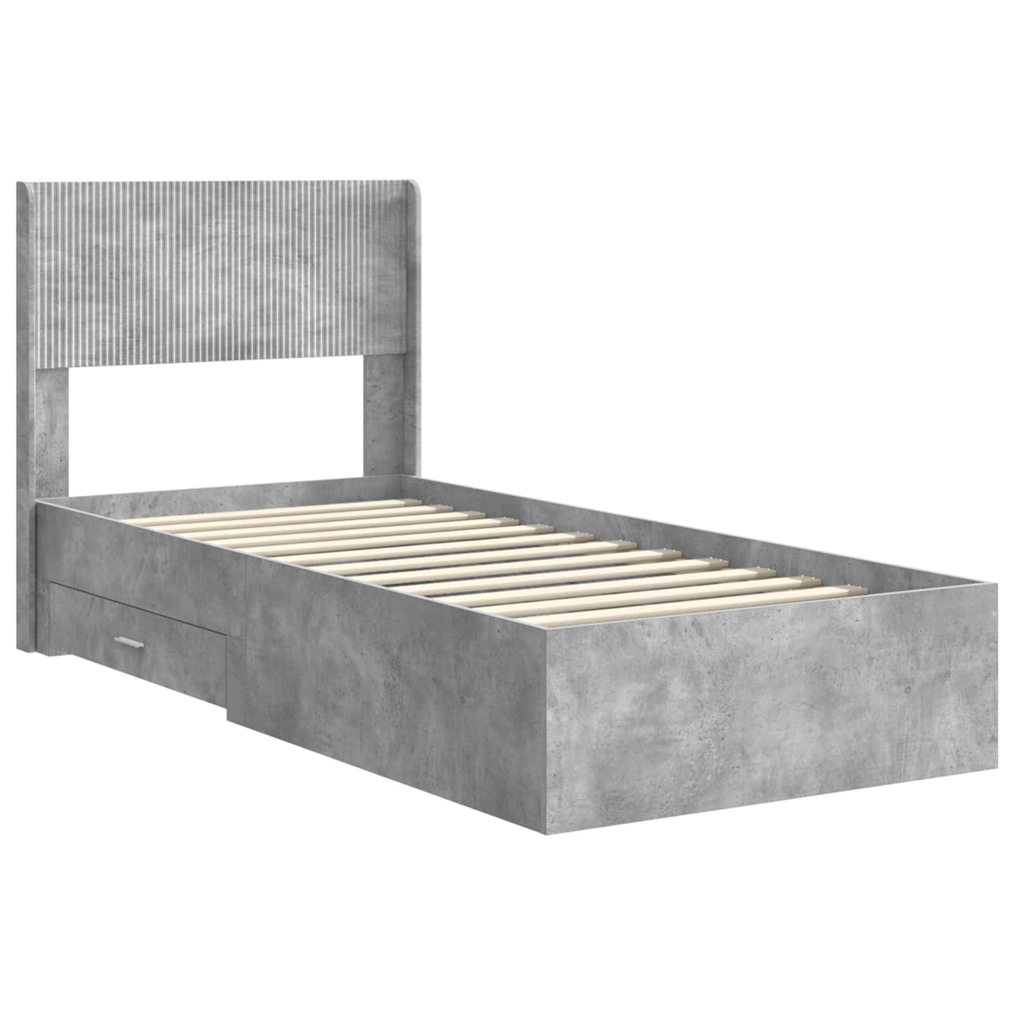 Struttura del letto con stoccaggio e testata Grigio Cemento | homemem39