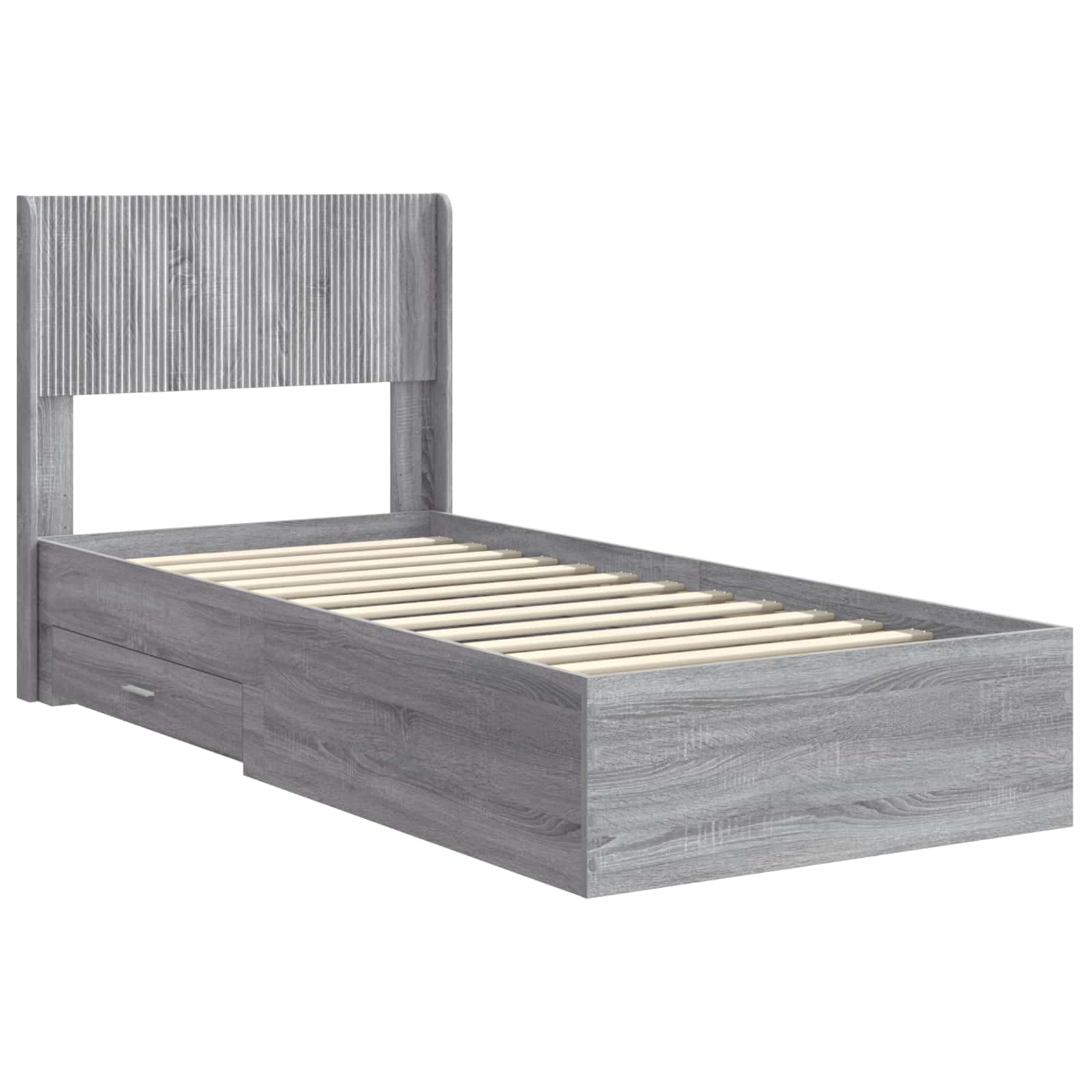 Struttura del letto con stoccaggio e testata Sonoma grigio | homemem39