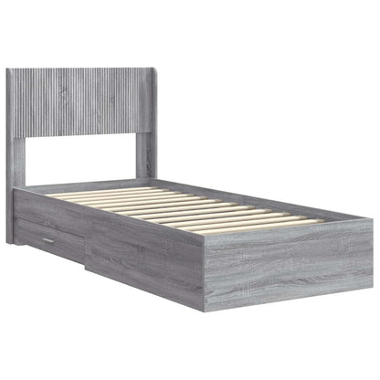 Struttura del letto con stoccaggio e testata Sonoma grigio | homemem39
