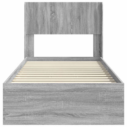 Struttura del letto con stoccaggio e testata Sonoma grigio | homemem39