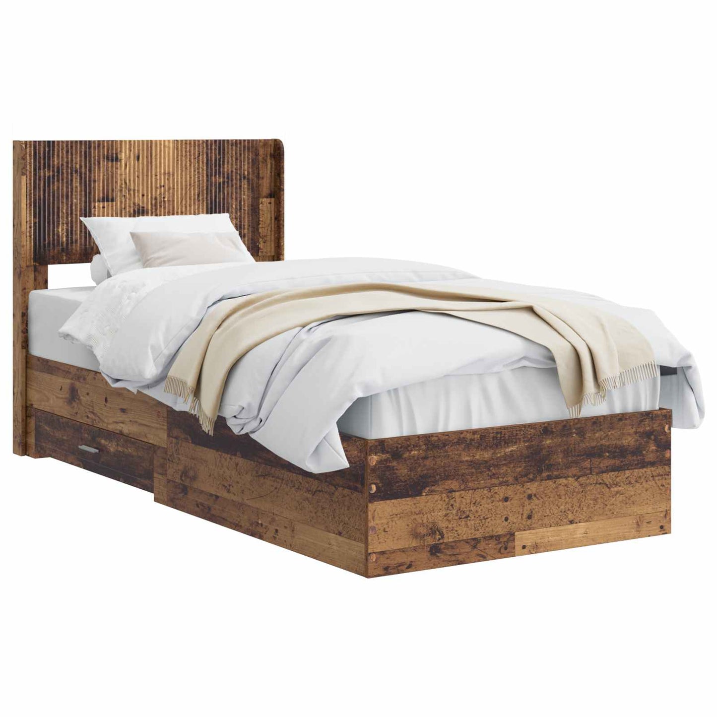 Struttura del letto con stoccaggio e testata Legno antico | homemem39