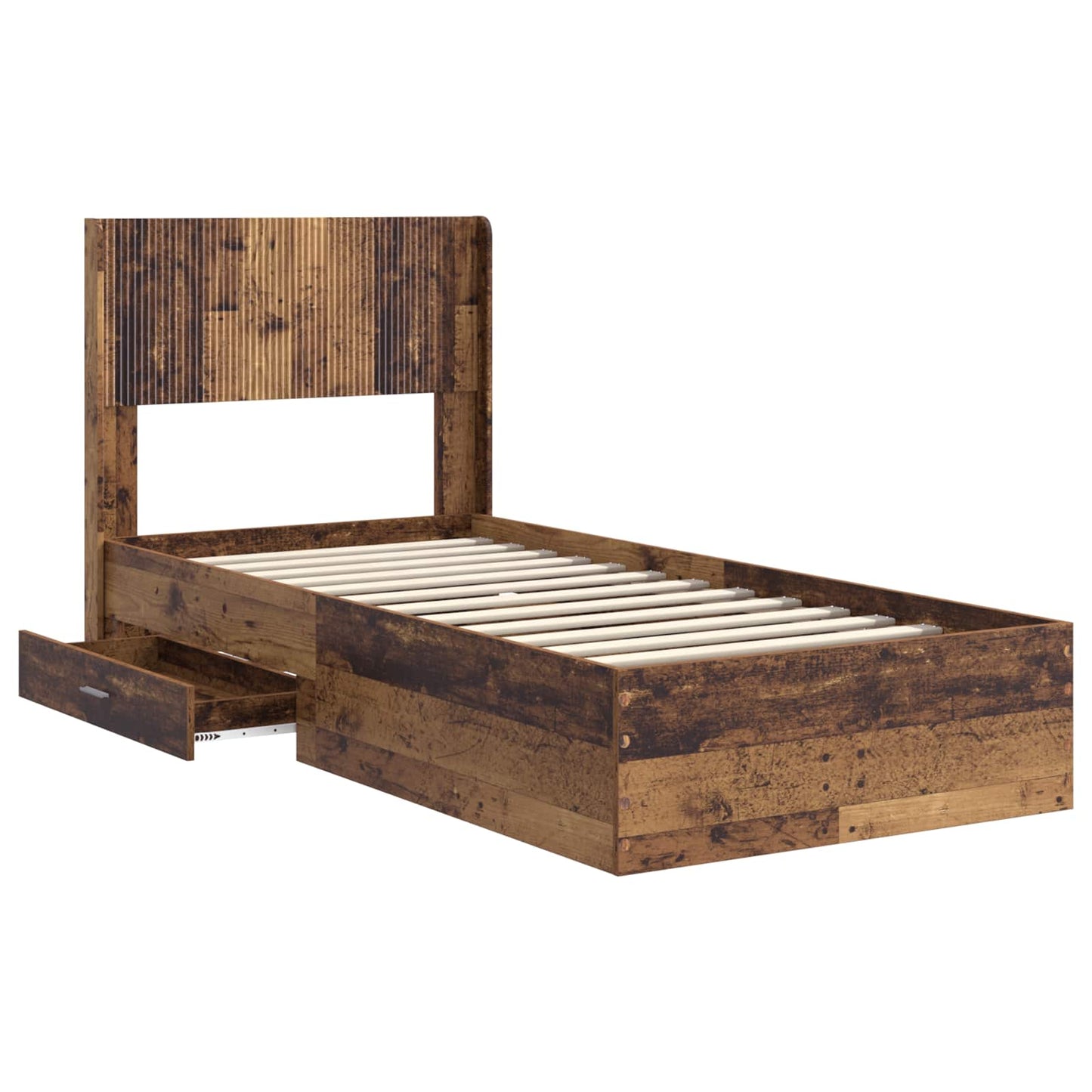 Struttura del letto con stoccaggio e testata Legno antico | homemem39