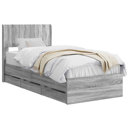 Struttura del letto con stoccaggio e testata Sonoma grigio | homemem39
