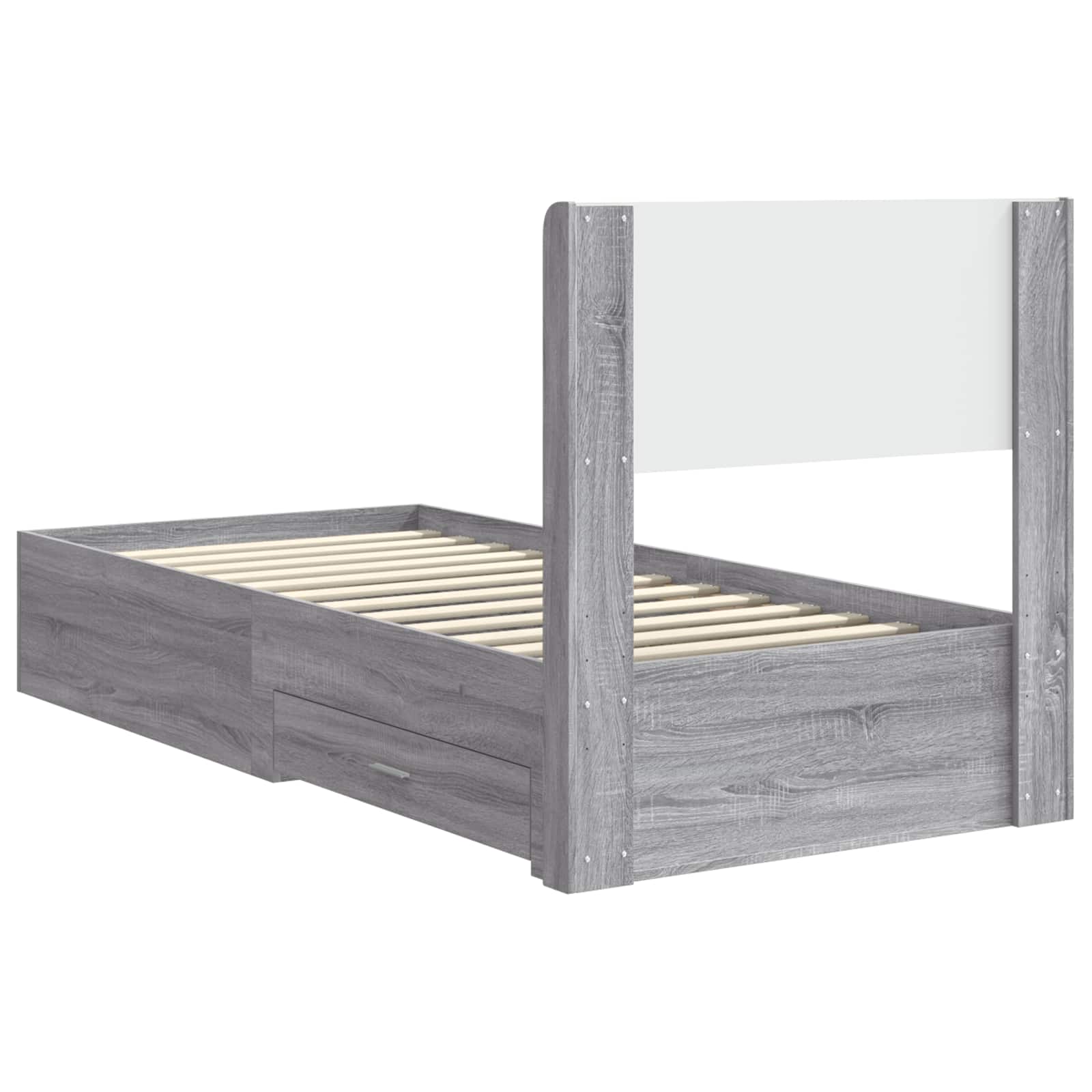Struttura del letto con stoccaggio e testata Sonoma grigio | homemem39