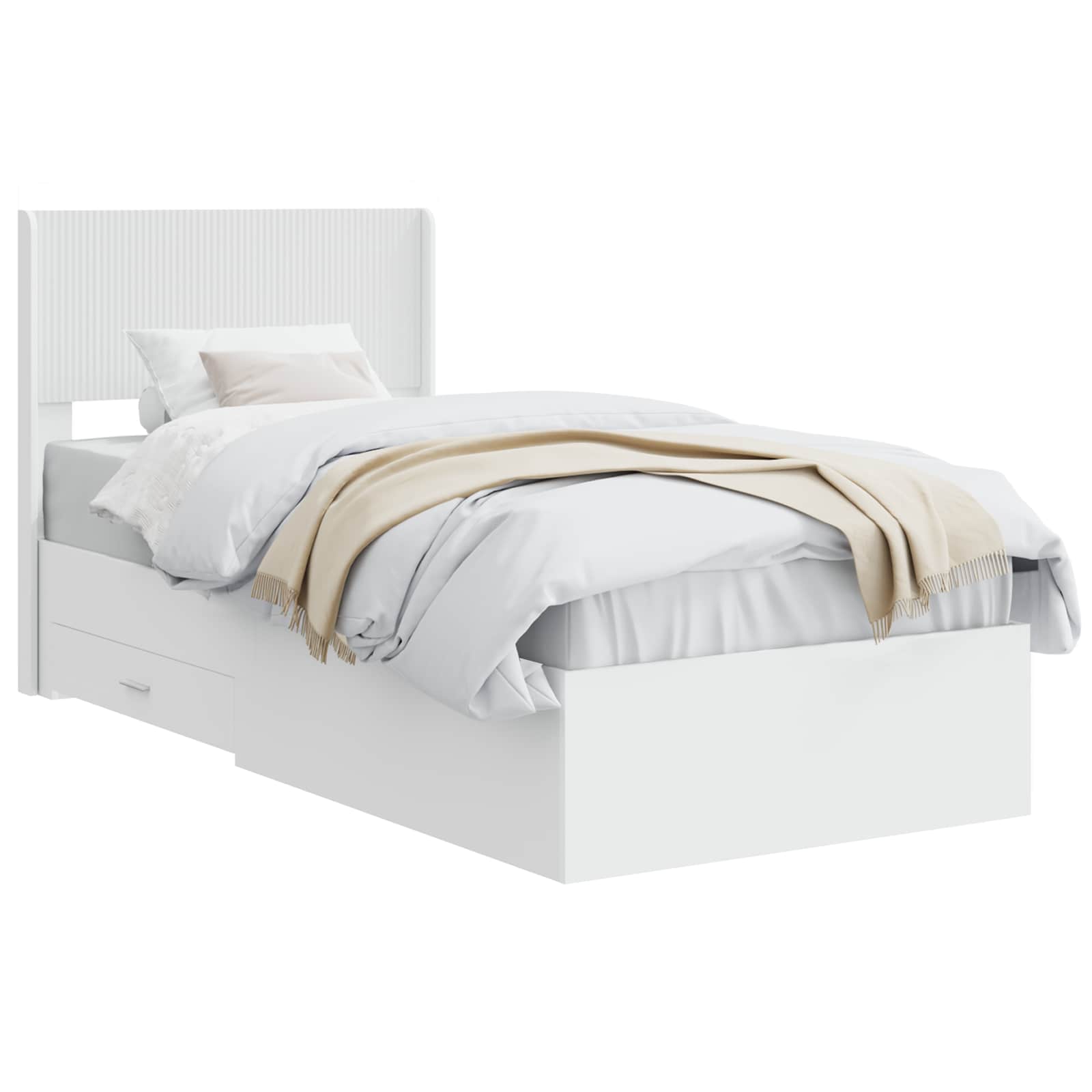 Struttura del letto con stoccaggio e testata Bianco 90 x 190 cm | homemem39