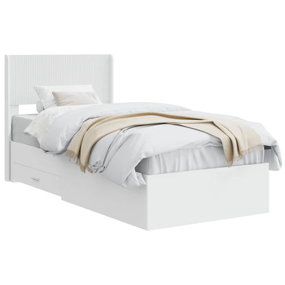 Struttura del letto con stoccaggio e testata Bianco 90 x 190 cm | homemem39