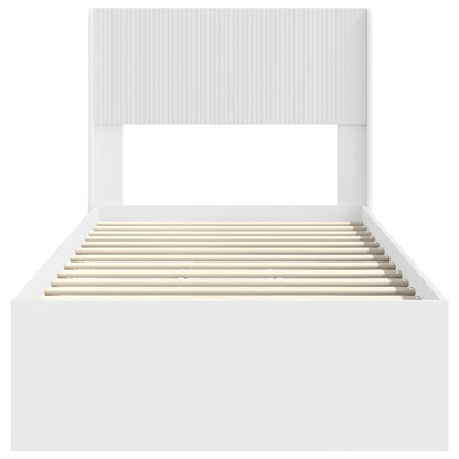 Struttura del letto con stoccaggio e testata Bianco 90 x 190 cm | homemem39