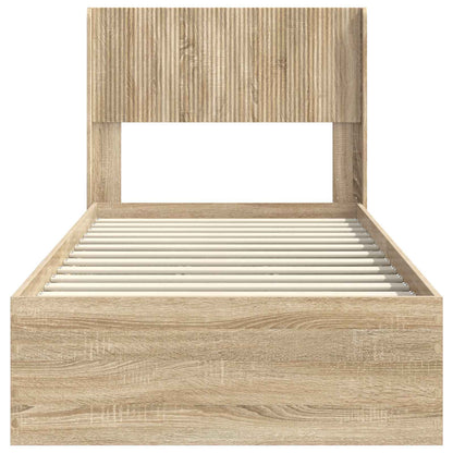 Struttura del letto con stoccaggio e testata Rovere Sonoma | homemem39